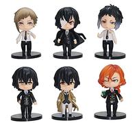 Jilijia 6PCS/Set Anime Bungo Stray Dogs Action Figure Dazai Osamu Nakahara Chuuya Nakajima Atsushi Figure 3.9 Inch PVC Cartoon Model Anime Merch Statue Gift