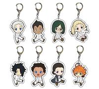 Jilijia 8PCS The Promised Neverland Keychain Anime Acrylic Pendant Emma/Norman/Ray Keyring Double Face Keyring