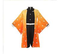 Jilijia Agatsuma Zenitsu/Kamado Tanjiro Cosplay Costume Anime Kimetsu no Yaiba Cosplay Kimono Outfits Full Set Halloween Costume for Adults Men