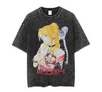 Jilijia Anime Death Note T Shirt Men's Old Vintage T-Shirt Misa Amane Cosplay Street Oversized Short Sleeve T-Shirt Summer Washed T-Shirt Top