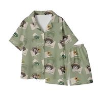 Jilijia Anime Pajama Set Victor Grantz/Emma Woods Cosplay Costume Cartoon T Shirt and Shorts Loungewear Men Women Summer Homewear Outfits for Halloween Party