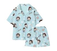 Jilijia Anime Pajama Set Victor Grantz/Emma Woods Cosplay Costume Cartoon T Shirt and Shorts Loungewear Men Women Summer Homewear Outfits for Halloween Party