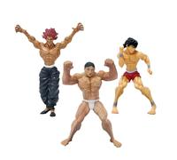 Jilijia BAKI Figure Hanma Baki/Hanma Yujiro/Hanayama Kaoru Anime Fighting Ornaments Action Figure Model Doll Decoration Gifts 3pcs Set