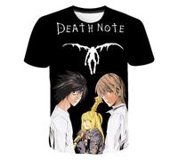 Jilijia Death Note Anime T-Shirt Anime Role Light Yagami/Ryuuku/Misa Amane 3D Cartoon Short Sleeve T Anime Game Loose Short Sleeve Top Hip Hop Top