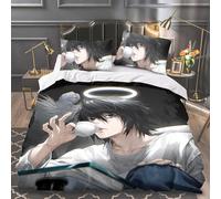 Jilijia Death Note Bedding 3 Piece 1 Set Printing Duvet Cover and 2 Pillowcase Anime Bedding Super Soft Comforter Lightweight Set