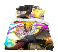 Jilijia Fairy Tail 3-Piece Bedding Sets - 3D Printed Anime Bedding Sets Soft Duvet Cover with Zip Pillowcase Warm Single Double King Size Quilt