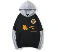 Jilijia Haikyuu!! Hoodie Sweatshirt Shoyo Hinata/Tobio Kageyama/Kozume Kenma High School Varsity Slogan Sport Hoodie Fake Two Piece Sweatshirt