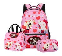 Jilijia Hazbin Hotel Backpack Anime Game Pencil Box Shoulder Bag Alastor/Angel Dust/Charlie Morningstar 3D Printed Schoolbag Laptop Bag Travel Bag 3Pcs Set