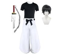 Jilijia JJK Costume Fushiguro Toji Cosplay Costume Full Set Halloween Outfits With Fushiguro Toji Sword Split Soul Katana/costume + red-hilt sword +wig