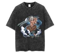 Jilijia Kamado Tanjiro T-Shirt Anime Kimetsu no Yaiba Short Sleeve Vintage Washed T Shirts Hashibira Inosuke Tomioka Giyuu Cosplay Cartoon T Shirts for Men Women Teens
