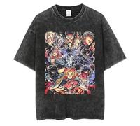 Jilijia Kamado Tanjiro T-Shirt Anime Kimetsu no Yaiba Short Sleeve Vintage Washed T Shirts Hashibira Inosuke Tomioka Giyuu Cosplay Cartoon T Shirts for Men Women Teens