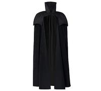 Jilijia Medieval Vampire Cape, Long Black Cloak Vampire Jacquard Stand-Up Collar Cloak Halloween Party Outfit for Men and Women
