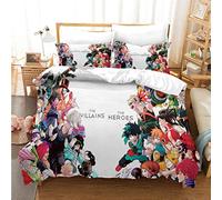 Jilijia My Hero Academia Bed Set Twin Size 3D Anime Bedding Sets 3pcs Duvet Cover Set for Boys Child Teens Girls 1 Quilt Cover + 2 Pillowcases