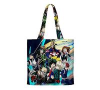 Jilijia My Hero Academia Canvas Shoulder Bag MHA Anime Print Tote Bags Aesthetic Casual Handbag Beach Bag for Women Girls Manga Lover Gifts