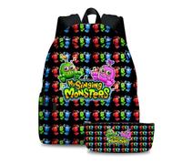 Jilijia My Singing Monsters Schoolbag Cartoon Student Bookbag Hiking Bag Daypack Pen Bag 2pcs Set For Students Gifts