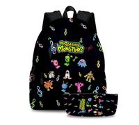 Jilijia My Singing Monsters Schoolbag Cartoon Student Bookbag Hiking Bag Daypack Pen Bag 2pcs Set For Students Gifts