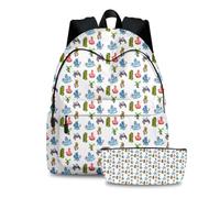 Jilijia My Singing Monsters Schoolbag Cartoon Student Bookbag Hiking Bag Daypack Pen Bag 2pcs Set For Students Gifts