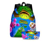 Jilijia My Singing Monsters Schoolbag Cartoon Student Bookbag Hiking Bag Daypack Pen Bag 2pcs Set for Students Gifts