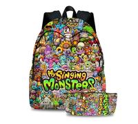 Jilijia My Singing Monsters Schoolbag Cartoon Student Bookbag Hiking Bag Daypack Pen Bag 2pcs Set For Students Gifts