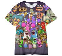 Jilijia My Singing Monsters T Shirt 3D Manga Monster Printed Short Sleeve T-Shirt for Kids Unisex Summer Loose Short Sleeve Tops Manga Gifts