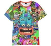 Jilijia My Singing Monsters T Shirt 3D Manga Monster Printed Short Sleeve T-Shirt for Kids Unisex Summer Loose Short Sleeve Tops Manga Gifts