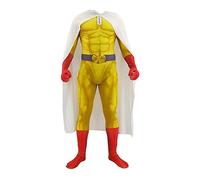 Jilijia One Punch Man Cosplay Costume Saitama Jumpsuit Superhero Bodysuit Muscles Halloween Outfit One-piece Suit with Cape Cosplay