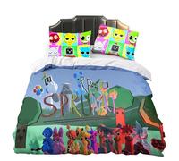 Jilijia Sprunki Bedding 3 Piece 1 Set Printing Duvet Cover and 2 Pillowcase, Sprunki Merch Horror Game Bedding Super Soft Comforter Lightweight Set