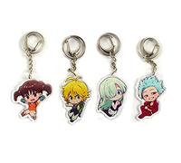 Jilijia The Seven Deadly Sins Keychain Keyring Anime Acrylic Pendant 4 Collectible Figure Keychains Pendant Hanging for Key, Card, Wallet and Some Other Little Parts (Type A)