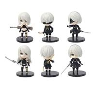 Jilijia Yorha 2B/A2/9S Figure 6PCS Anime Mini Figures Set Automata 2B A2yorha Game Character Model Statue Cute Cake Topper Figurine Ornaments Gifts