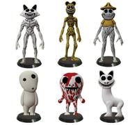 Jilijia Zooanomaly Figure Set Pink gorilla Black crocodile Zoo Guard Smile Cat Bunny Horror Game Monster Figure Zoo animal Model Statue Desktop Ornaments Cake Topper