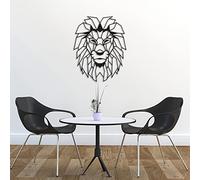 JILIP Geometric Lion Head Wall Art Decor, Abstract Metal Wall Sculptures, Black Hanging Wall Art Signs, Living Room Bedroom Kitchen Wall Decor (Size : 23.6IN/60cm)