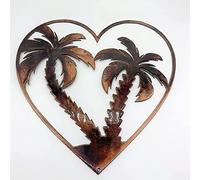 JILIP Palm Tree Heart Metal Wall Decor, Geometry Heart Palm Tree Wall Art, Metal Tropical Hanging Wall Sculptures, for Living Room Bedroom Outdoor (Size : 17.7IN/45cm)