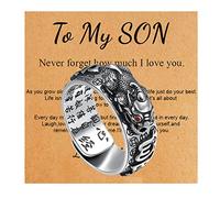 JILIYUPA Feng Shui Pixiu Buddhist Good Luck Amulet Double Protection Wealth Love Health Ring Gift For Men Women, Boys, Boyfriend, Husband, My Man, Dad, Son, Grandson, Sister, Uncle, Brother, Nephew
