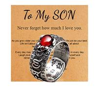 JILIYUPA Feng Shui Pixiu Buddhist Good Luck Amulet Double Protection Wealth Love Health Ring Gift For Men Women, Boys, Boyfriend, Husband, My Man, Dad, Son, Grandson, Sister, Uncle, Brother, Nephew