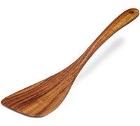 Jilla-hla Wooden Spatula Nonstick Turner Acacia Wood, Right Long Handle Flat Frying Spatulas Handmade for Mother Wife Grandma Her Kitchen Gift, Ideal Cookware Utensils for Cooking Eggs, Fish, Pancakes