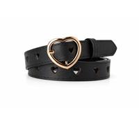 JILLICK Black Women's Waist Belt with Gold Heart Buckle Adjustable Elastic Stretch Leather for Dresses Jeans High-Waist Outfits, Corset, Skinny, Thin, Chain, Size, Rhinestone, Boho, Print (Black)