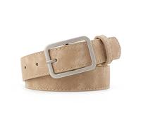 JILLICK Classic Beige Womens Belt with Polished Silver Buckle - Adjustable Mid-Width Waist Strap for Jeans, Trousers & Dresses, Versatile Faux Leather Accessory for Everyday Casual & Smart Outfits