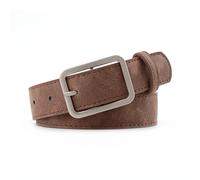 JILLICK Classic Brown Faux Leather Belt for Women - Adjustable Waist Strap with Silver Buckle for Jeans Dresses Pants Work Office Casual Wear Vintage Style Everyday Essentials Fine Stitching (Brown)