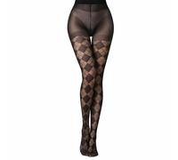 JILLICK Classic Diamond Quilting Tights for Women,Semi-Transparent Stretch Leggings with Elegant Pattern, Durable Slimming Silhouette for Office Party Daily Wear (Argyle Pattern Tights)