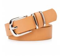 JILLICK Khaki Ladies Trouser Belt With Silver Buckle - Premium Leather Adjustable Waist Belt For Women Jeans Pants Dresses Formal Casual Office Wear, Soft Comfortable Strap, Double O Ring Design,