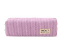 JILLICK Light Pink Corduroy Pencil Case with Metal Zip for Stationery Makeup Essentials - Soft Durable Rectangular Wash Bag Organiser School Travel Women Girls Washable Pouch Gift