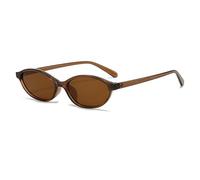 JILLICK Narrow Oval Sunglasses for Women, UV400 Protection, Lightweight Full Frame Retro Sunglasses for Small Faces, Slim Temples, Vintage Fashion Eyewear (Translucent Brown/Brown Lens)