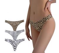 JILLICK Seamless Thongs For Women Invisible No Show Thongs - Soft Breathable Fabric Comfortable Multipack Low Rise Knickers For Aged 18~40 Skinny Young Women (3-Pack Leopard Size S)