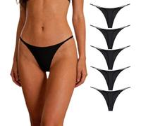 JILLICK Seamless Women's Thongs Underwear 5 Pack - Invisible G-String Knickers Multipack For Everyday Wear & No VPL Comfy Elastic Waistband Stretchable Fabric Smooth Lingerie Set Low Profile Design