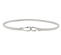 JILLICK Silver-Coloured Adjustable Waist Belt with Slim Metal Hook Clasp and Elastic Band for 26-32 Inch Waists - Minimalist Streamlined Stretch Belt for Dresses Tops Casual Semi-Formal Outfits