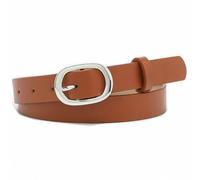 JILLICK Sl lack Women's Faux Leather Belt with Minimalist Oval Metal Buckle - Adjustable Thin Skinny Waist Belt for Dresses, Jeans, High-Waist Outfits, Fashion Ladies Daily Wear