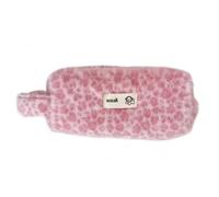 JILLICK Soft Pink Leopard Print Pencil Case - Compact Waterproof Organiser with Ample Space for Stationery Cosmetics Essentials, Furry Travel Makeup Bag for Girls, Cute School Office Accessory