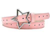 JILLICK Trendy White PU Leather Belt with Star Buckle for Dresses & Jeans - Adjustable Thin Waist Strap for Women, Skinny Elastic Belt for Trousers, High-Waist Outfits, Ladies Rope Chain Stretch
