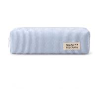 JILLICK Velvet Corduroy Pencil Case for Stationery & Makeup Organisation - Light Blue Small Cute Pouch with Metal Zip, Spacious Wash Bag Travel Essential Gift for Girls Women Students Office Workers