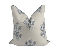 Jillien Harbor Throw Pillow for Home Mary Off-White Periwinkle Floral Pillow Cover Grandmillennial Pillow Cover 19" x 19" 48 cm x 48 cm Grandmillennial Home Decor (19" x 19")